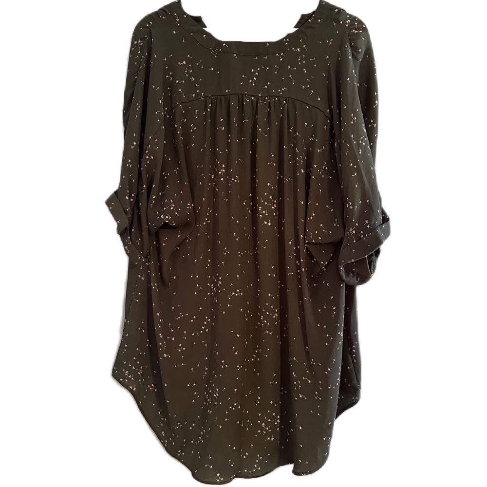 A.N.A A New Approach Women’s V-Neck Olive Green Dandelion Blouse Size‎ XL - Picture 9 of 15
